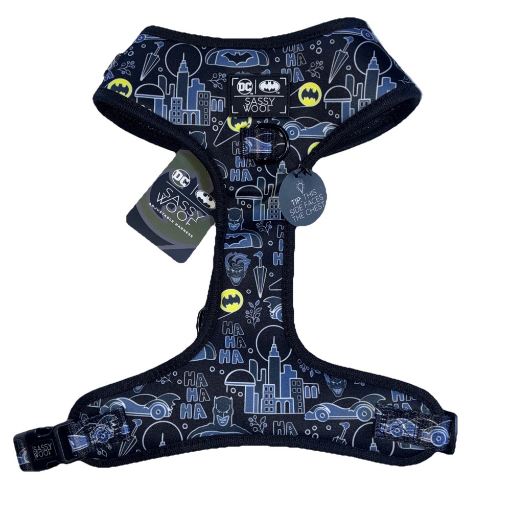 Sassy Woof Soft Dog Harness Retro DC Batman Design Size L New